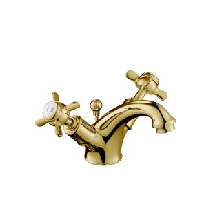 Just Taps Grosvenor Pinch Antique Brass Edition Basin Mixer with Pop Up Waste