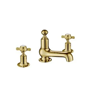 Just Taps Grosvenor Pinch Antique Brass Edition 3 Hole Basin Mixer – 127mm