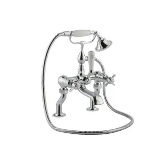 Just Taps Grosvenor Pinch Deck Mounted Bath Shower Mixer with Kit Brass with nickel finish