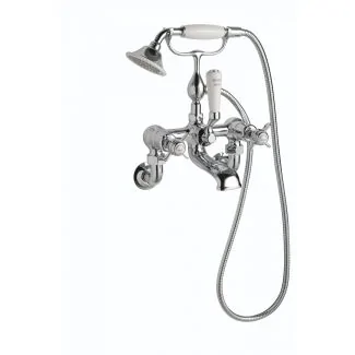 Just Taps Grosvenor Pinch Bath Shower Mixer Wall Mounted with Kit Brass with nickel finish