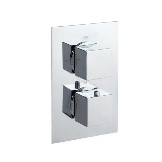 Just Taps Plus Square Thermostatic Concealed 2 Outlet Shower Valve