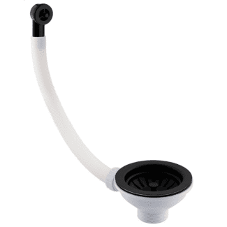 Just Taps Matt Black Basket Strainer Kitchen Sink Waste, Overflow Pipework & Cover - 90mm