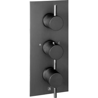 Just Taps VOS matt black, thermostatic concealed 2 outlet shower valve, vertical  MP 0.5