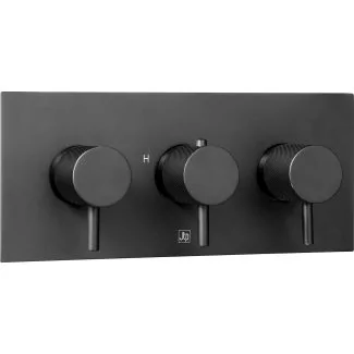 Just Taps VOS matt black, thermostatic concealed 3 outlet shower valve, horizontal MP 0.5