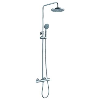 Just Taps Plus Eco Round Thermostatic Bar Valve With 2 Outlets Adjustable Riser And Shower Kit