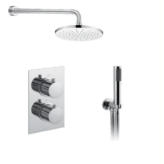 Just Taps Plus Round Thermostatic Concealed 2 Outlet Shower Pack