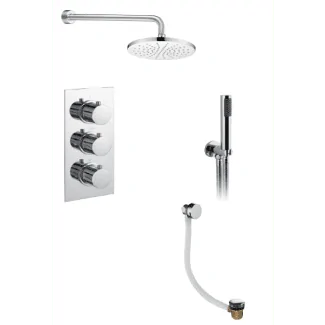 Just Taps Plus Round Thermostatic Concealed 3 Outlet Shower Pack