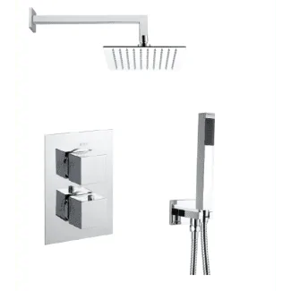 Just Taps Plus Square Thermostatic Concealed 2 Outlet Shower Pack 