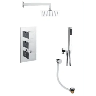 Just taps Plus Square Thermostatic Concealed 3 Outlet Shower Pack 