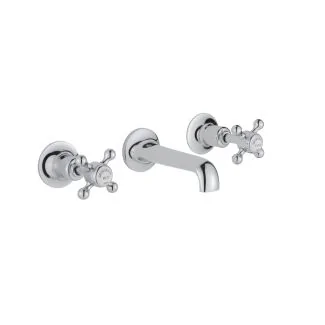 Just Taps Grosvenor Cross 3 Hole Basin Mixer Brass with nickel finishing – 145mm