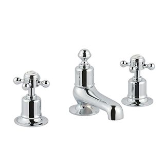 Just Taps Grosvenor Cross 3 Hole Basin Mixer Brass with nickel finish