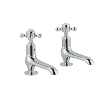 Just Taps Grosvenor cross long nose basin taps Brass with nickel finish