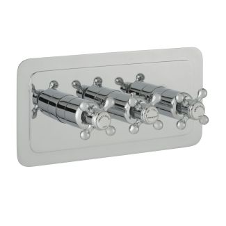 Just Taps Grosvenor Cross Nickel Grosvenor cross thermostatic concealed 2 outlet shower valve – 160mm