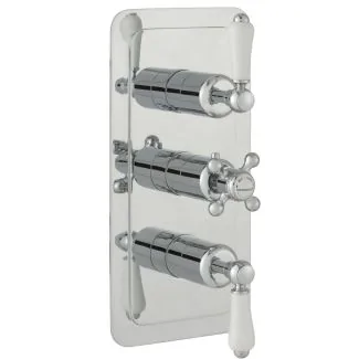 Just Taps Grosvenor Lever Thermostatic 2 Outlet Shower Valve Brass with Nickel finish