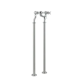 Just Taps Grosvenor Pinch Black, Pinch Floor Standing Bath Filler Brass with nickel finish