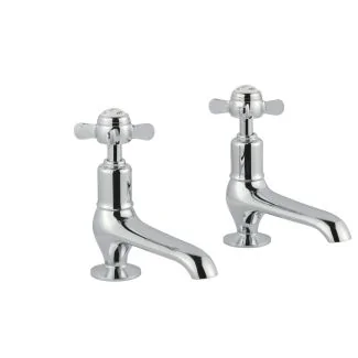 Just Taps Grosvenor Pinch Long Nose Basin Taps Brass with Nickel finish