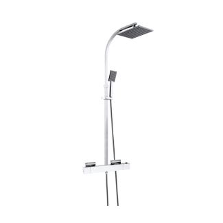 Just Taps Athena thermostatic shower mixer with rigid riser and overhead shower