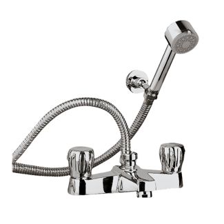 Just Taps Plus Continental Bath Shower Mixer with Kit-Brass With Chrome Finishing