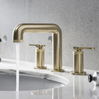 Crosswater Union Brushed Brass 3 Tap Hole Deck Mounted Lever Basin Mixer