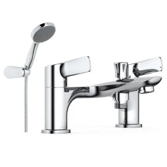 Just Taps Plus Yatin Deck Mounted Bath Shower Mixer With Kit